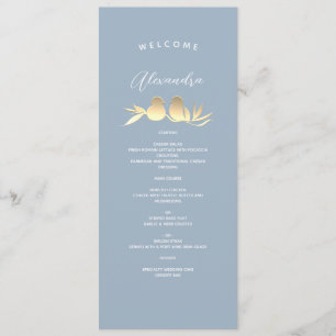 Personalisierte Staubblaue Hochzeit Menükarte