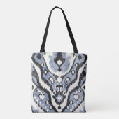 Personalisierte staubblaue Ikat Pattern Bridesmaid Tasche (Rückseite)