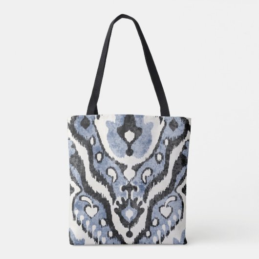 Personalisierte staubblaue Ikat Pattern Bridesmaid Tasche (Rückseite)