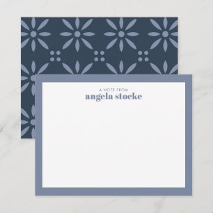 Personalisierte Staubblaue Retro-Blume Mitteilungskarte