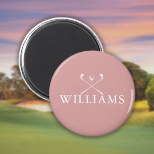 Personalisierte Staubrose-Pink-Namens-Golfschläger Magnet