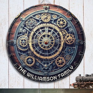 Personalisierte Steampunk-Ästhetik-Zahnräder Famil Dartscheibe