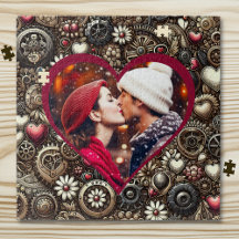 Personalisierte Steampunk-Herzen, Blume und Gears