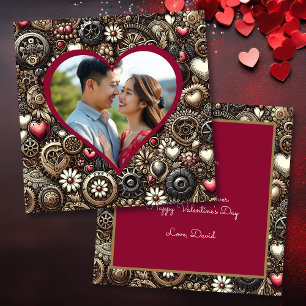 Personalisierte Steampunk-Herzen Valentinstag Karte