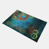 Personalisierte Steampunk-Rusty Gears Fußmatte (Schrägansicht)