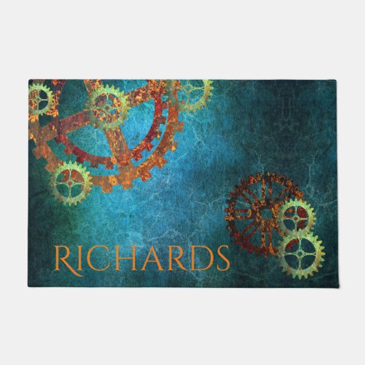 Personalisierte Steampunk-Rusty Gears Fußmatte (Vorderseite)