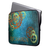 Personalisierte Steampunk-Rusty Gears Laptopschutzhülle (Vorderseite Links)
