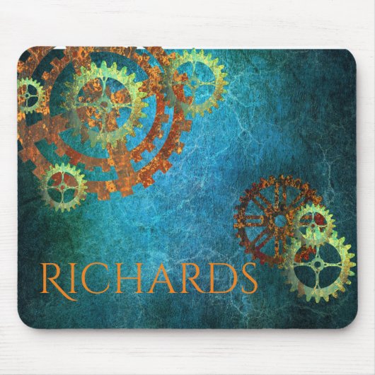 Personalisierte Steampunk-Rusty Gears   Mousepad (Vorne)
