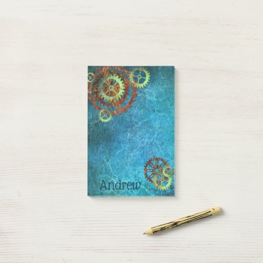 Personalisierte Steampunk-Rusty Gears Post-It-Note Post-it Klebezettel (Auf Schreibtisch)