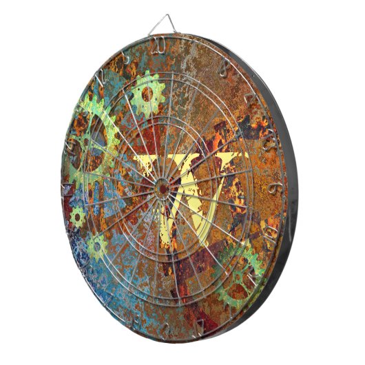 Personalisierte Steampunk-Uhrwerk Dartscheibe (Vorderseite rechts)