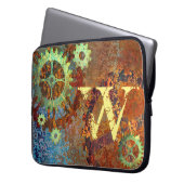 Personalisierte Steampunk-Uhrwerk Laptopschutzhülle (Vorderseite Links)