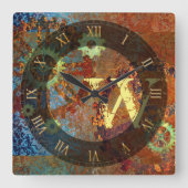 Personalisierte Steampunk-Uhrwerk Quadratische Wanduhr (Vorderseite)