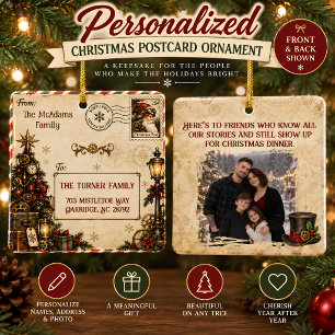 Personalisierte Steampunk-Weihnachts-Postkarte Keramikornament