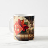 Personalisierte Steampunkfluggesellschaft mit Poin Kaffeetasse (Vorderseite Links)