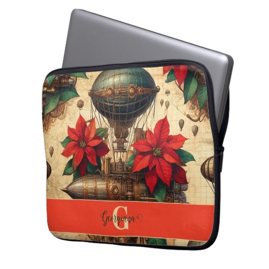 Personalisierte Steampunkfluggesellschaft mit Poin Laptopschutzhülle (Vorderseite Links)