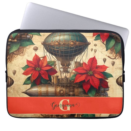 Personalisierte Steampunkfluggesellschaft mit Poin Laptopschutzhülle (Vorderseite)