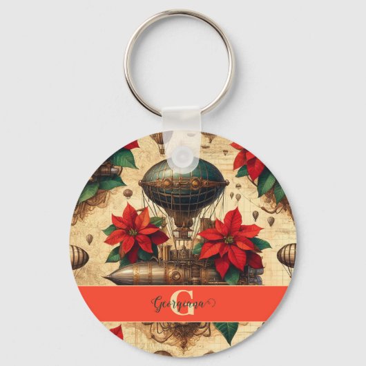 Personalisierte Steampunkfluggesellschaft mit Poin Schlüsselanhänger (Vorderseite)