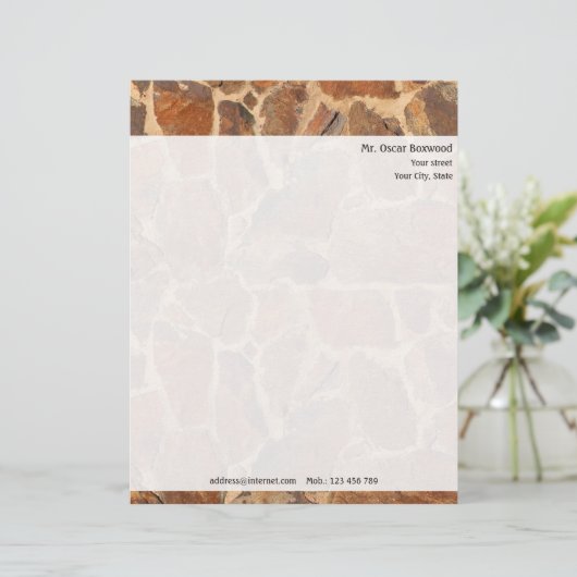 Personalisierte Steinwand mit Rücksendeadresse Briefbogen (Stehend Vorderseite)