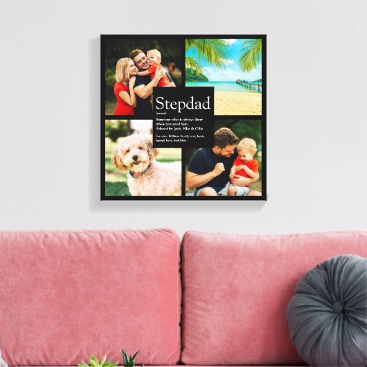 Personalisierte Stepdad Definition 4 Foto Schwarz Leinwanddruck (Insitu (Wohnzimmer))