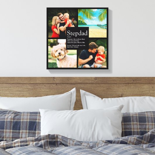 Personalisierte Stepdad Definition 4 Foto Schwarz Leinwanddruck (Insitu (Schlafzimmer))