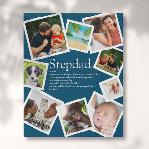 Personalisierte Stepdad Definition 9 Foto Blau Künstlicher Leinwanddruck