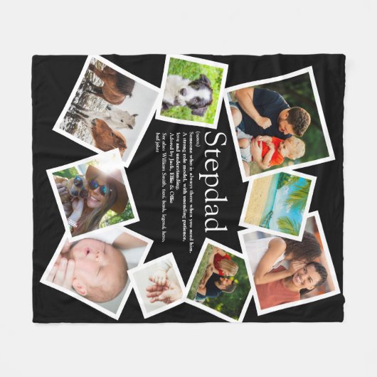 Personalisierte Stepdad Definition 9 FotoCollage Fleecedecke (Vorderseite (Horizontal))