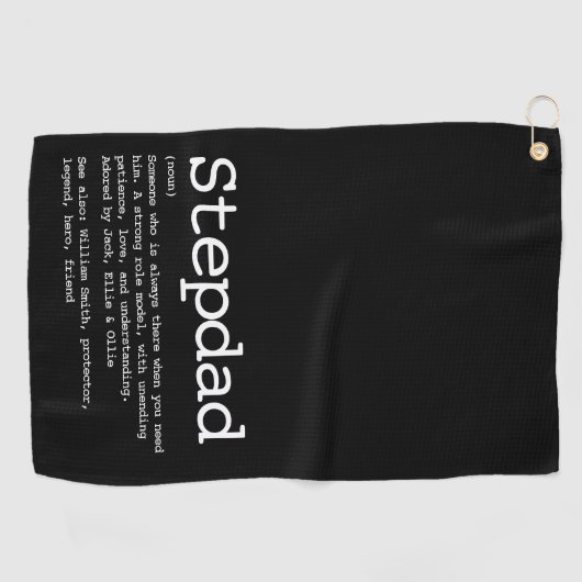 Personalisierte Stepdad Definition Schwarz Golfhandtuch (Horizontal)