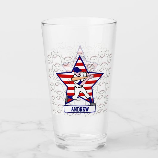 Personalisierte Sterne an Streifen Baseball Glas (Vorderseite)