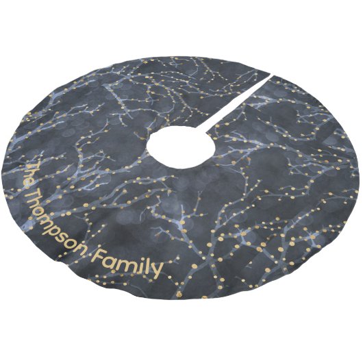 Personalisierte Sternen Formen Schwarzes Weihnacht Polyester Weihnachtsbaumdecke (Schrägansicht)