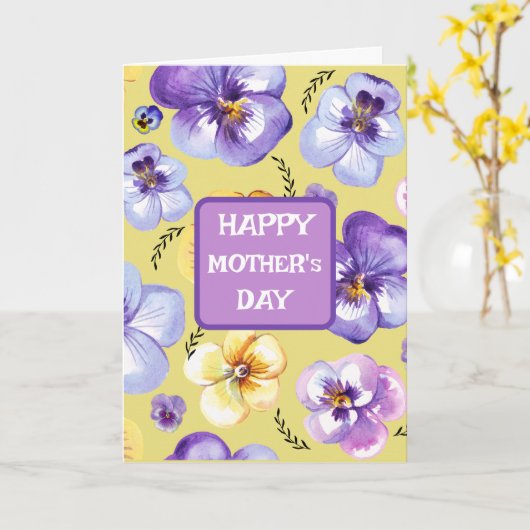 Personalisierte Stiefmütterchen Lila Lavendel Gelb Karte (Gelbe Blume)