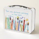 Personalisierte Stifte und Pinsel für Künstler Metall Brotdose (Rückseite)