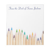 Personalisierte Stifte und vom Schreibtisch der Notizblock (Vorderseite)