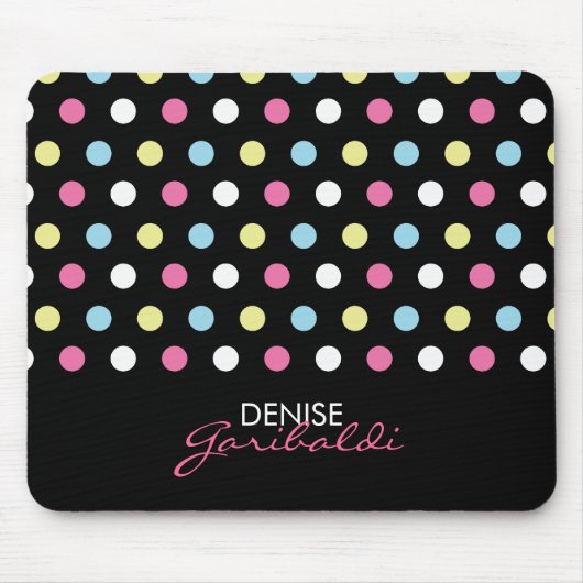 Personalisierte stilvolle moderne Neonpolka-Punkte Mousepad (Vorne)