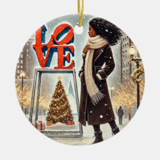 Personalisierte Stilweibchen in der LIEBE Philly Keramik Ornament