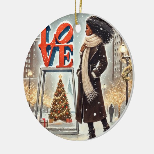 Personalisierte Stilweibchen in der LIEBE Philly Keramik Ornament (Links)