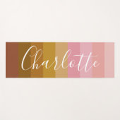 Personalisierte strahlende rosa Erdtöne Streifen Yogamatte (Vorderseite (Horizontal))