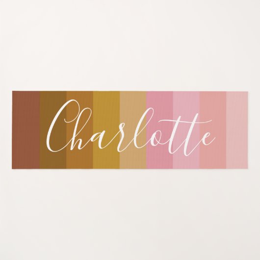 Personalisierte strahlende rosa Erdtöne Streifen Yogamatte (Vorderseite (Horizontal))