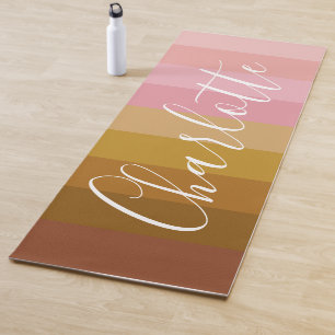 Personalisierte strahlende rosa Erdtöne Streifen Yogamatte