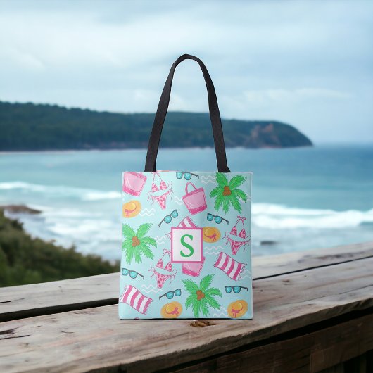 Personalisierte Strand Essentials mit Monogramm Tasche