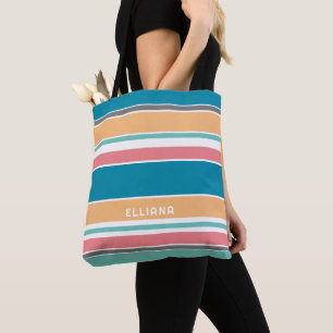 Personalisierte Strand-Sommerfarben-Kunst-Streifen Tasche