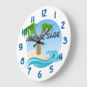 Personalisierte Strand-und Palmen tropisch Große Wanduhr (Winkel)