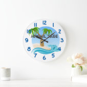 Personalisierte Strand-und Palmen tropisch Große Wanduhr (Zuhause)