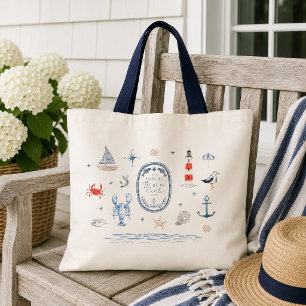 Personalisierte Strandclub-Wappen-Nautic-Tasche Tragetasche