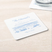 Personalisierte Strandhochzeitsuntersetzer Rechteckiger Pappuntersetzer (angewinkelt)