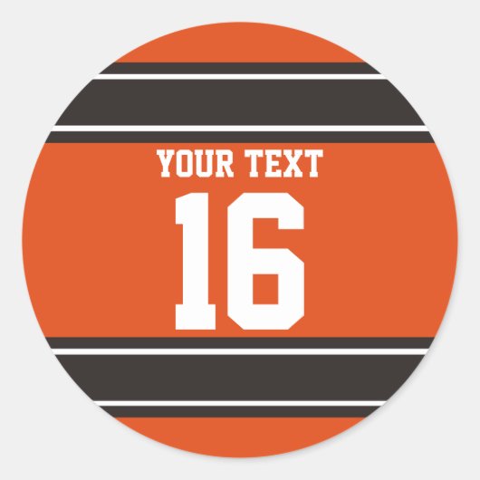Personalisierte Streifen aus Orange und Brown Runder Aufkleber (Vorderseite)