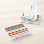 Personalisierte Streifen Glasuntersetzer (Schrägansicht)