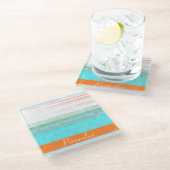 Personalisierte Streifen Glasuntersetzer (Schrägansicht)