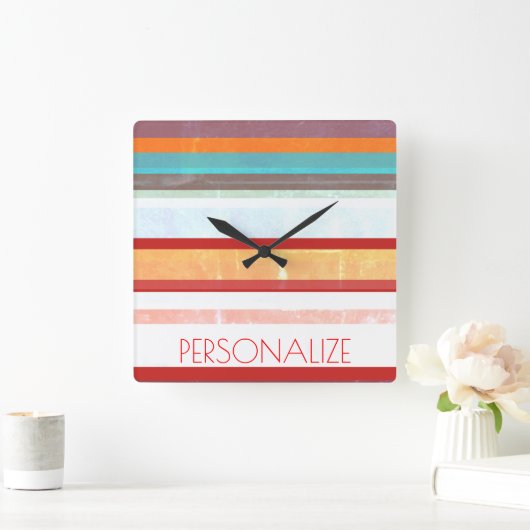 Personalisierte Streifen Quadratische Wanduhr (Zuhause)