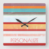 Personalisierte Streifen Quadratische Wanduhr (Vorderseite)