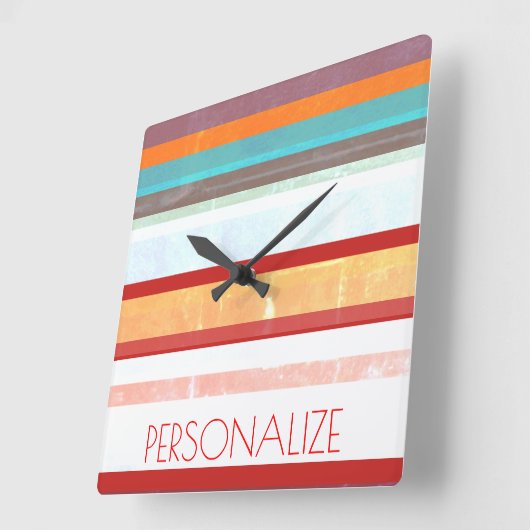 Personalisierte Streifen Quadratische Wanduhr (Winkel)